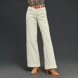 Anthropologie Petite Gwen Wide Leg Corduroy Pants - Ivory